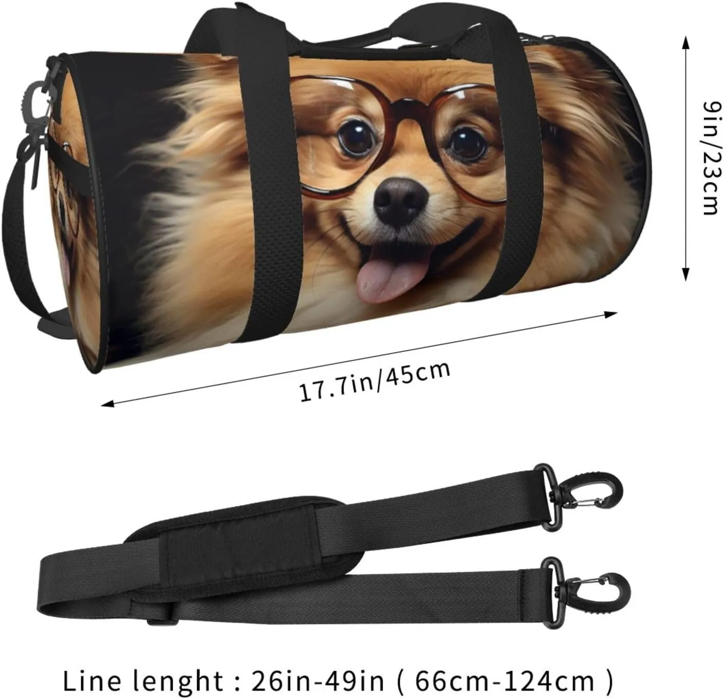 Travel Duffle Bag Weekender Bags For Men Women With Shoe Compartment Large Capacity Weekender Overnight Bag Pomeranian Dog Wearing Glasses Carry On Tote Bags Sport Gym Bag For Travel Yoga