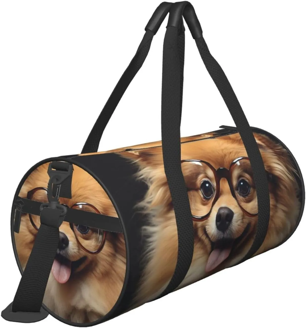 Travel Duffle Bag Weekender Bags For Men Women With Shoe Compartment Large Capacity Weekender Overnight Bag Pomeranian Dog Wearing Glasses Carry On Tote Bags Sport Gym Bag For Travel Yoga