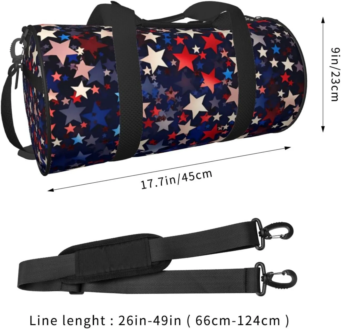 Travel Duffle Bag Weekender Bags For Men Women With Shoe Compartment Large Capacity Weekender Overnight Bag Red Blue Stars American Carry On Tote Bags Sport Gym Bag For Travel Yoga