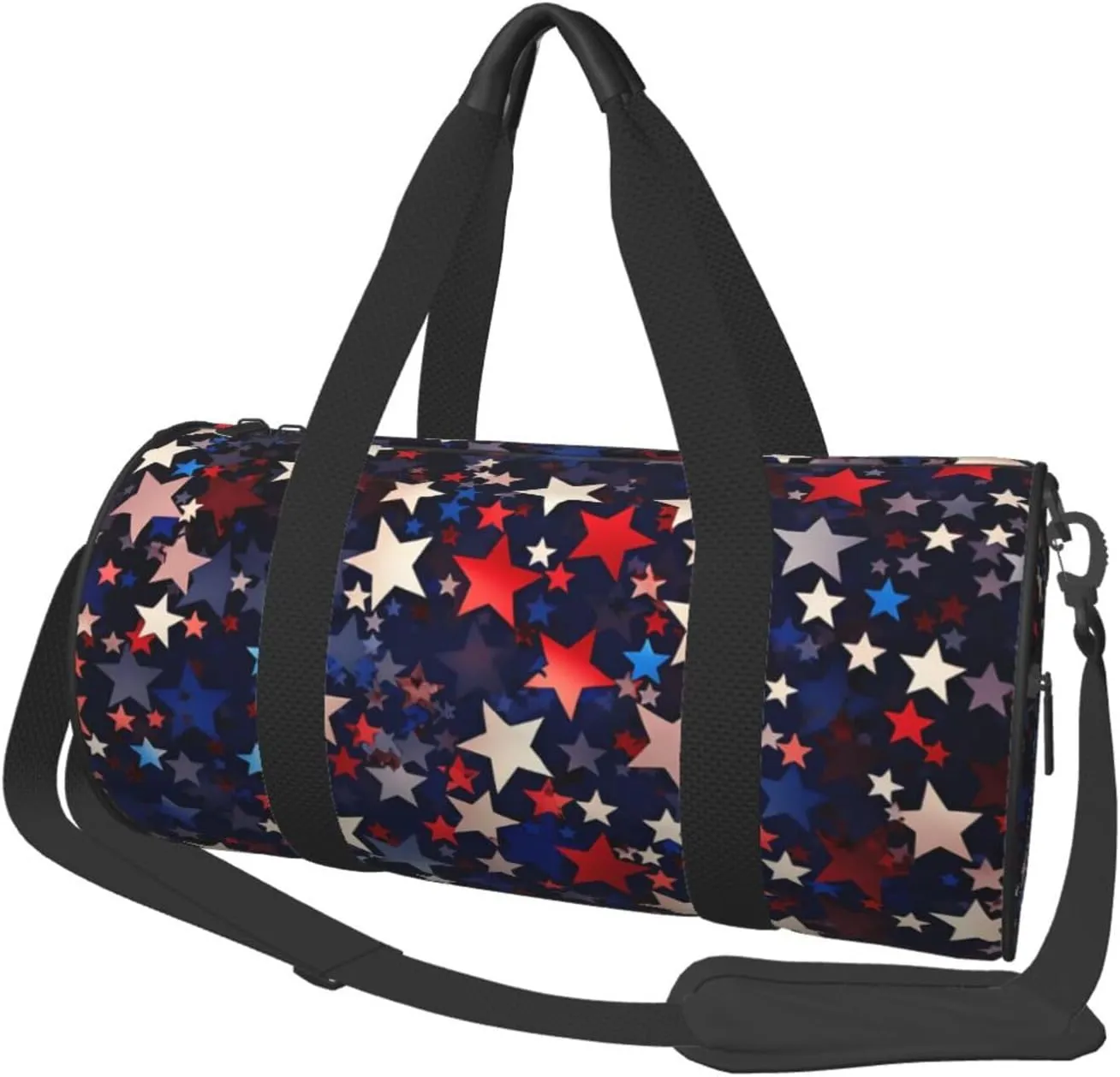 Travel Duffle Bag Weekender Bags For Men Women With Shoe Compartment Large Capacity Weekender Overnight Bag Red Blue Stars American Carry On Tote Bags Sport Gym Bag For Travel Yoga