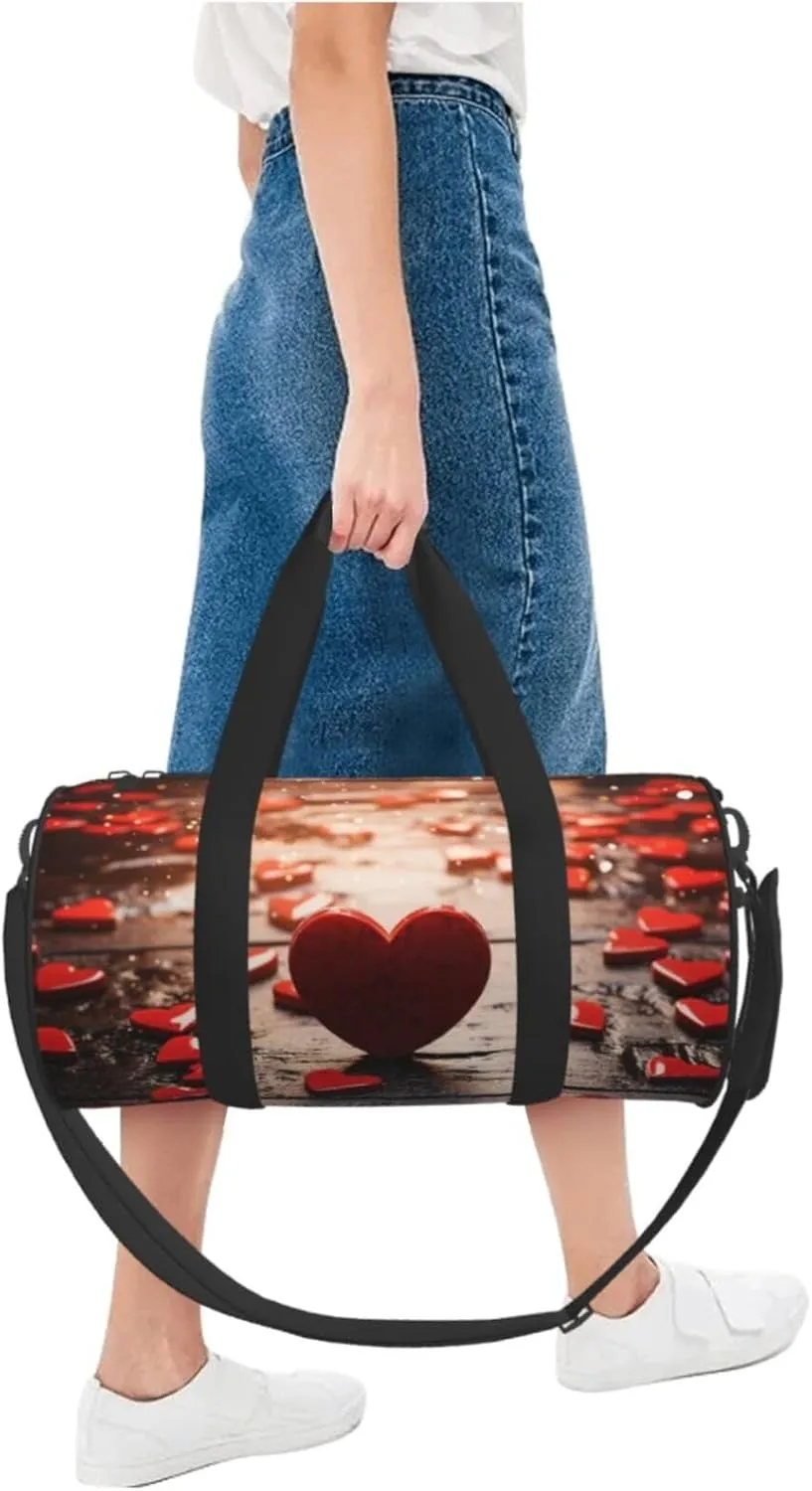 Travel Duffle Bag Weekender Bags For Men Women With Shoe Compartment Large Capacity Weekender Overnight Bag Red Romantic Of Hearts Carry On Tote Bags Sport Gym Bag For Travel Yoga