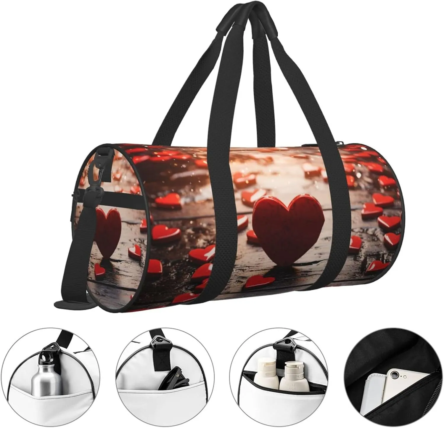 Travel Duffle Bag Weekender Bags For Men Women With Shoe Compartment Large Capacity Weekender Overnight Bag Red Romantic Of Hearts Carry On Tote Bags Sport Gym Bag For Travel Yoga