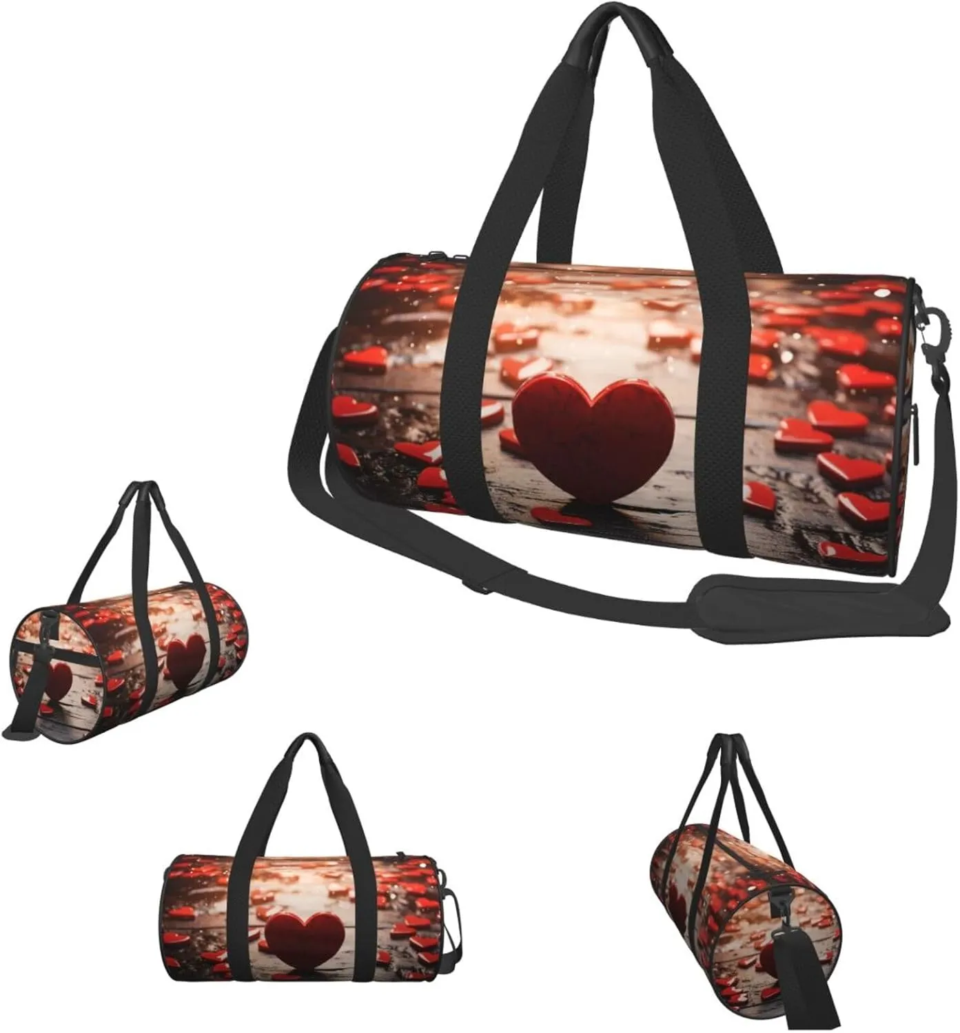 Travel Duffle Bag Weekender Bags For Men Women With Shoe Compartment Large Capacity Weekender Overnight Bag Red Romantic Of Hearts Carry On Tote Bags Sport Gym Bag For Travel Yoga