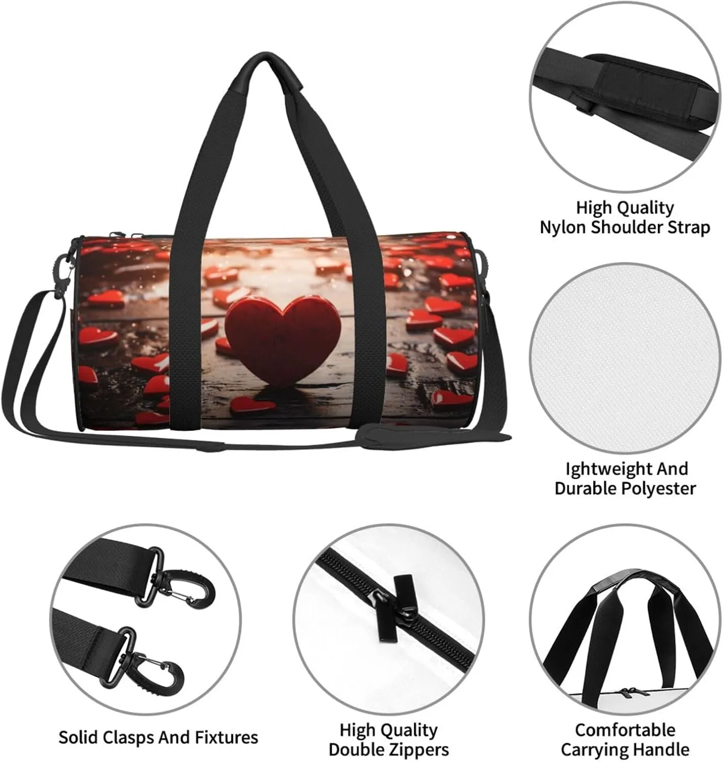 Travel Duffle Bag Weekender Bags For Men Women With Shoe Compartment Large Capacity Weekender Overnight Bag Red Romantic Of Hearts Carry On Tote Bags Sport Gym Bag For Travel Yoga