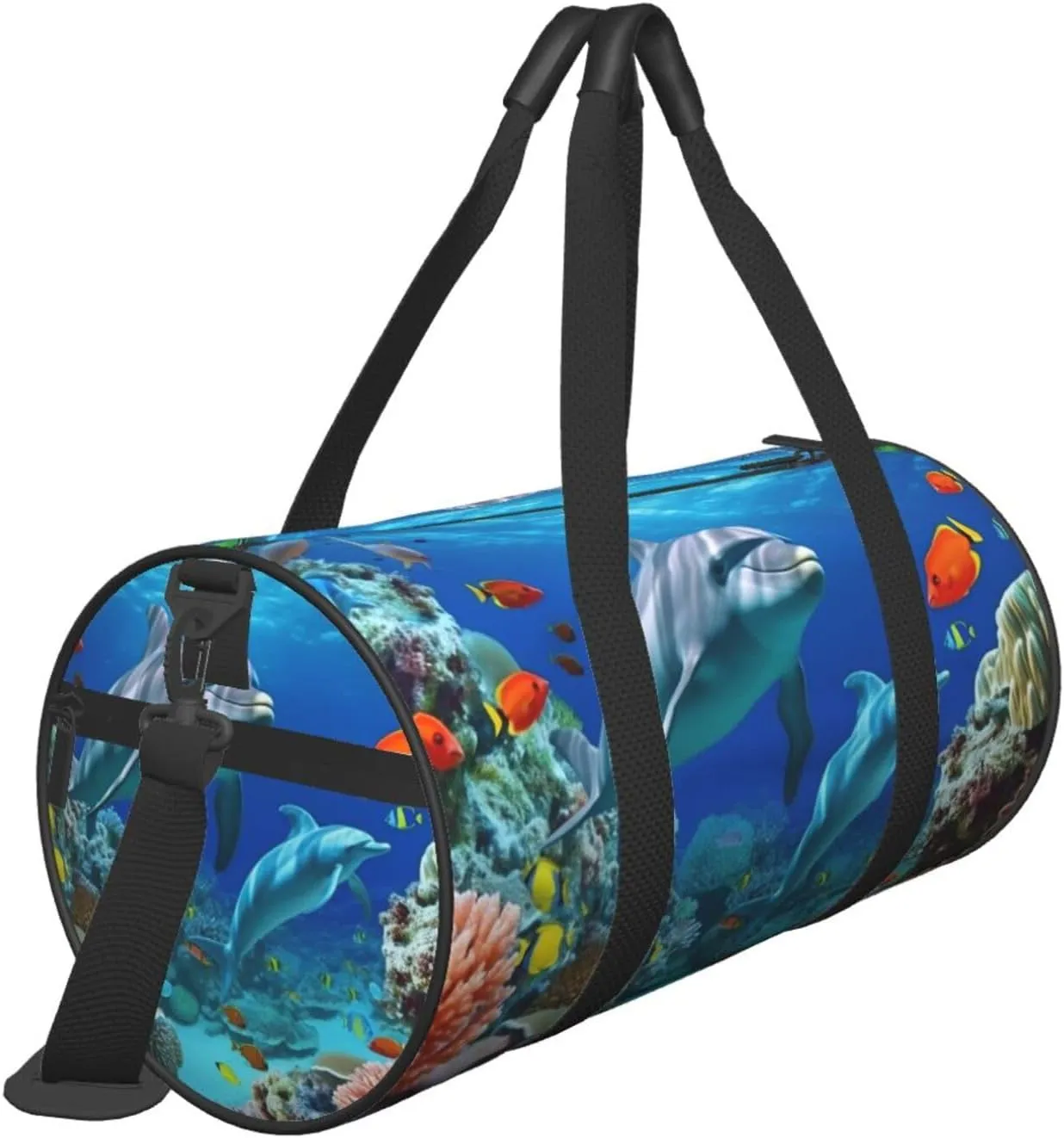Travel Duffle Bag Weekender Bags For Men Women With Shoe Compartment Large Capacity Weekender Overnight Bag Seabed Coral Fish Dolphins Carry On Tote Bags Sport Gym Bag For Travel Yoga