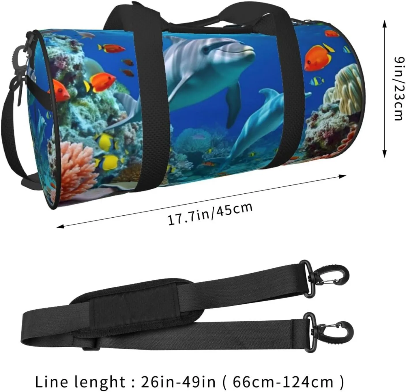 Travel Duffle Bag Weekender Bags For Men Women With Shoe Compartment Large Capacity Weekender Overnight Bag Seabed Coral Fish Dolphins Carry On Tote Bags Sport Gym Bag For Travel Yoga