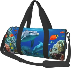 Travel Duffle Bag Weekender Bags For Men Women With Shoe Compartment Large Capacity Weekender Overnight Bag Seabed Coral Fish Dolphins Carry On Tote Bags Sport Gym Bag For Travel Yoga