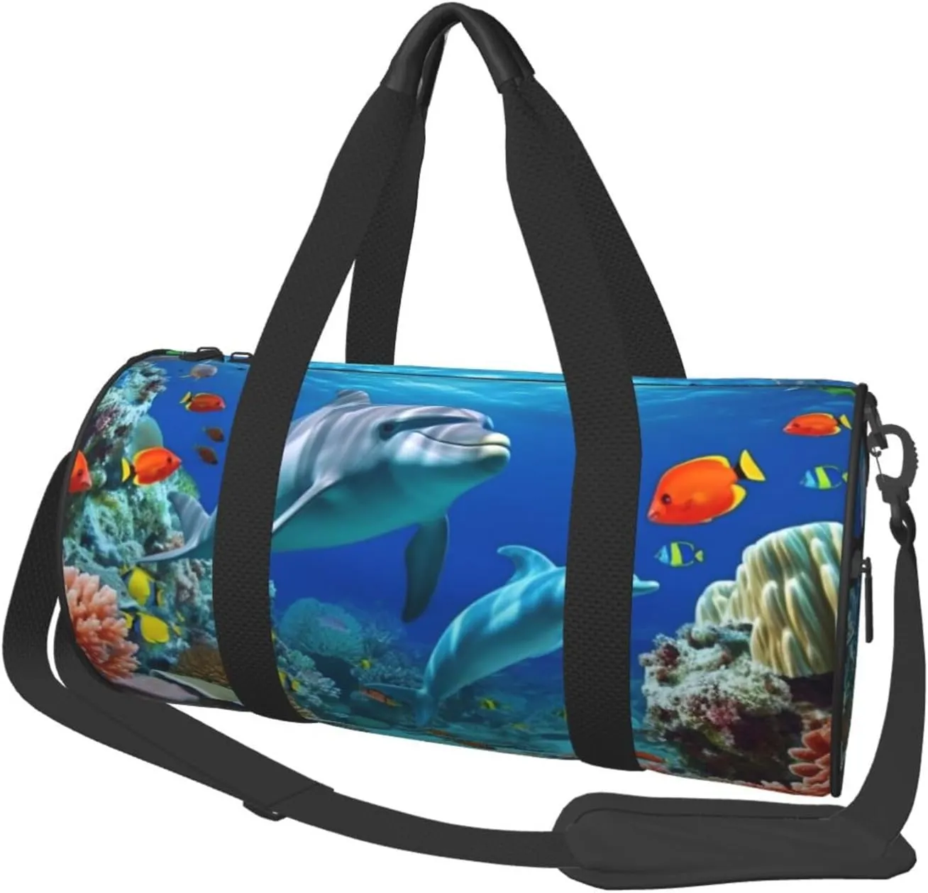 Travel Duffle Bag Weekender Bags For Men Women With Shoe Compartment Large Capacity Weekender Overnight Bag Seabed Coral Fish Dolphins Carry On Tote Bags Sport Gym Bag For Travel Yoga