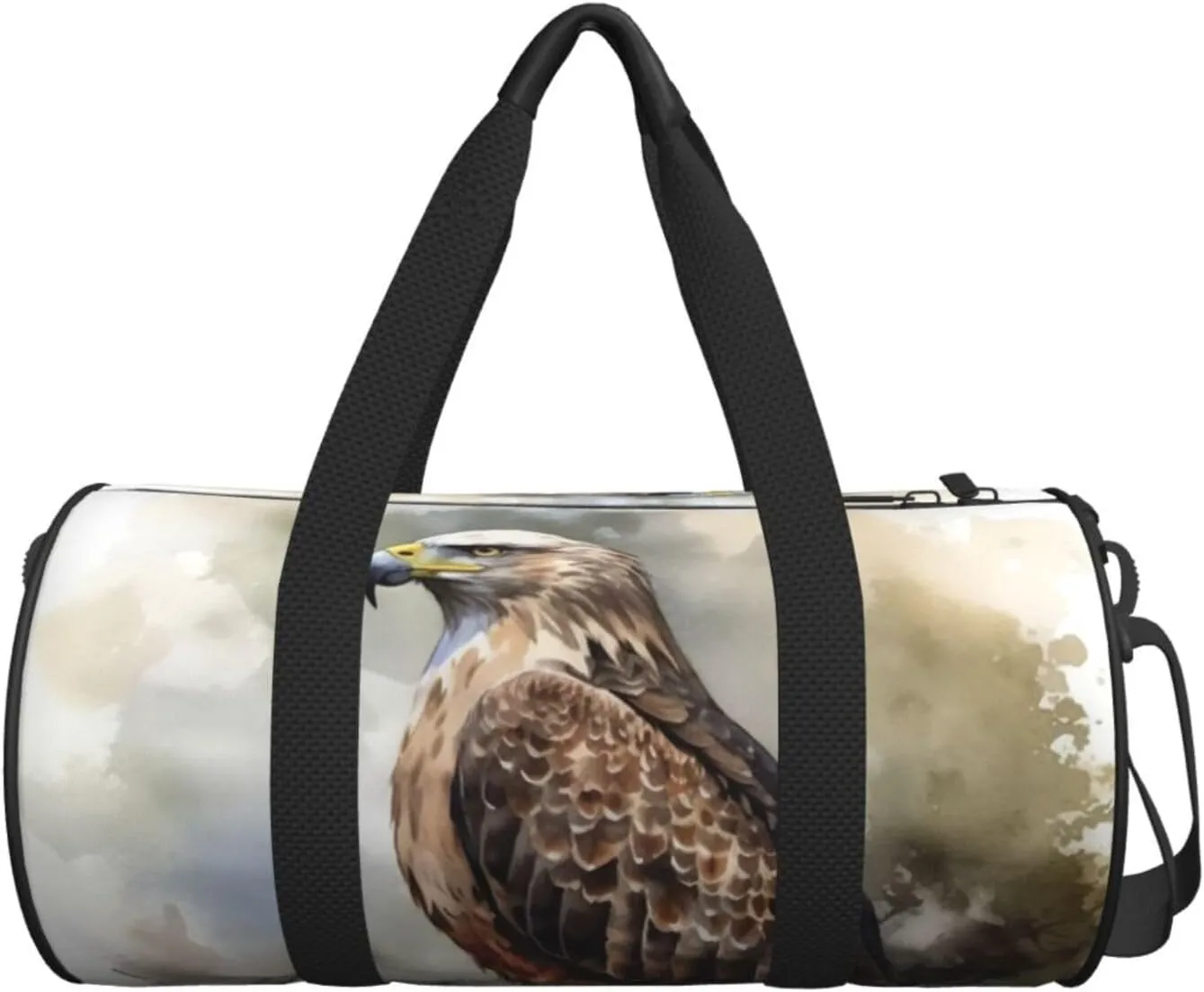 Travel Duffle Bag Weekender Bags For Men Women With Shoe Compartment Large Capacity Weekender Overnight Bag Watercolor Of Hawk Sitting In The Tree Carry On Tote Bags Sport Gym Bag For Travel Yoga