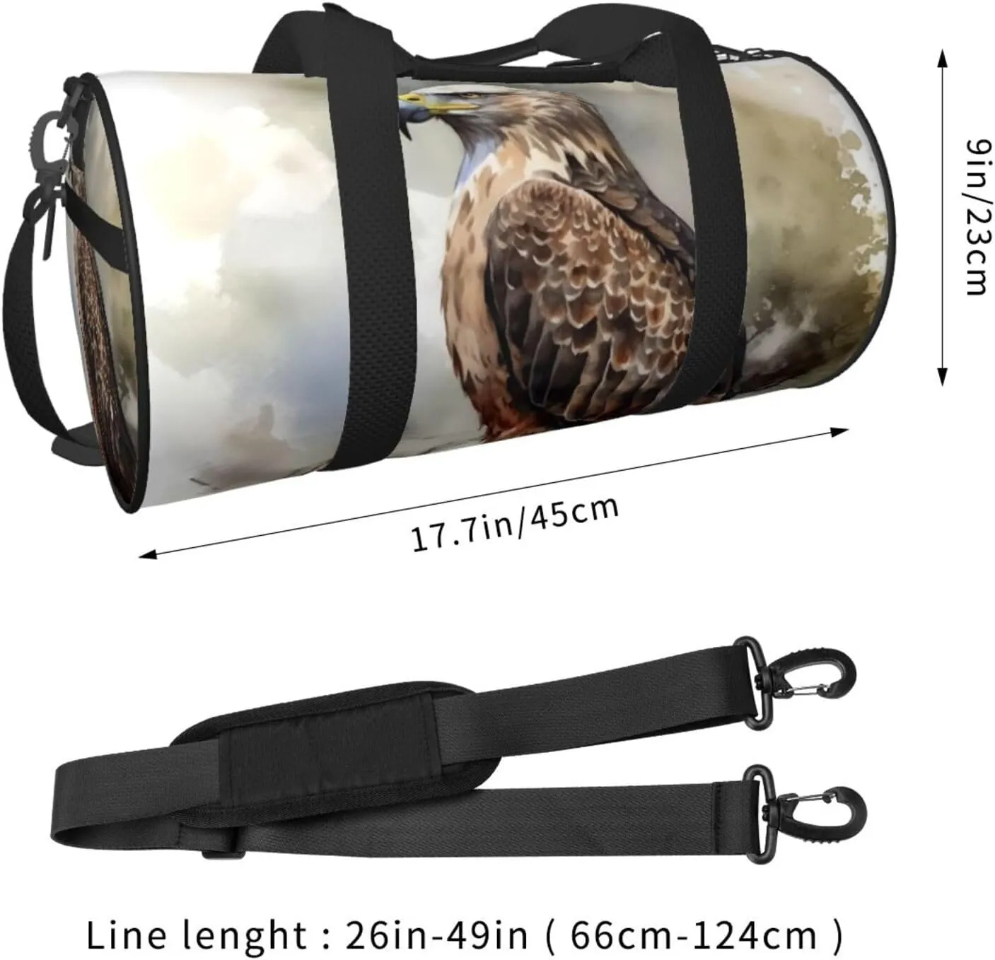 Travel Duffle Bag Weekender Bags For Men Women With Shoe Compartment Large Capacity Weekender Overnight Bag Watercolor Of Hawk Sitting In The Tree Carry On Tote Bags Sport Gym Bag For Travel Yoga