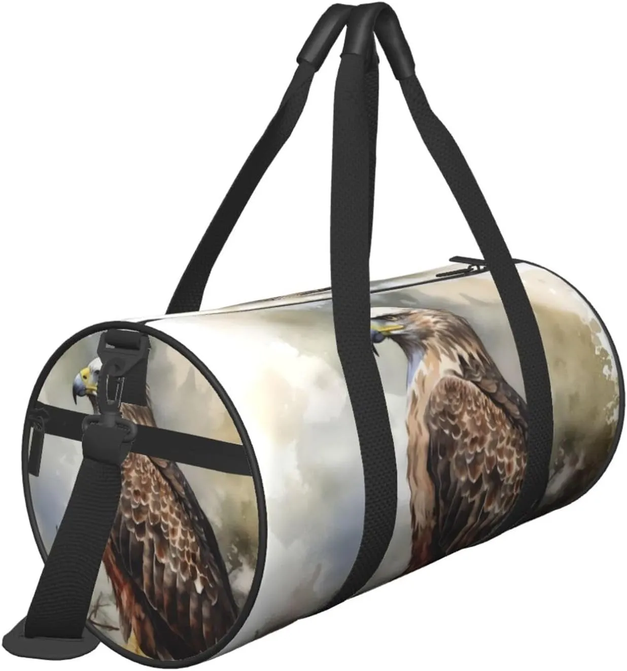 Travel Duffle Bag Weekender Bags For Men Women With Shoe Compartment Large Capacity Weekender Overnight Bag Watercolor Of Hawk Sitting In The Tree Carry On Tote Bags Sport Gym Bag For Travel Yoga