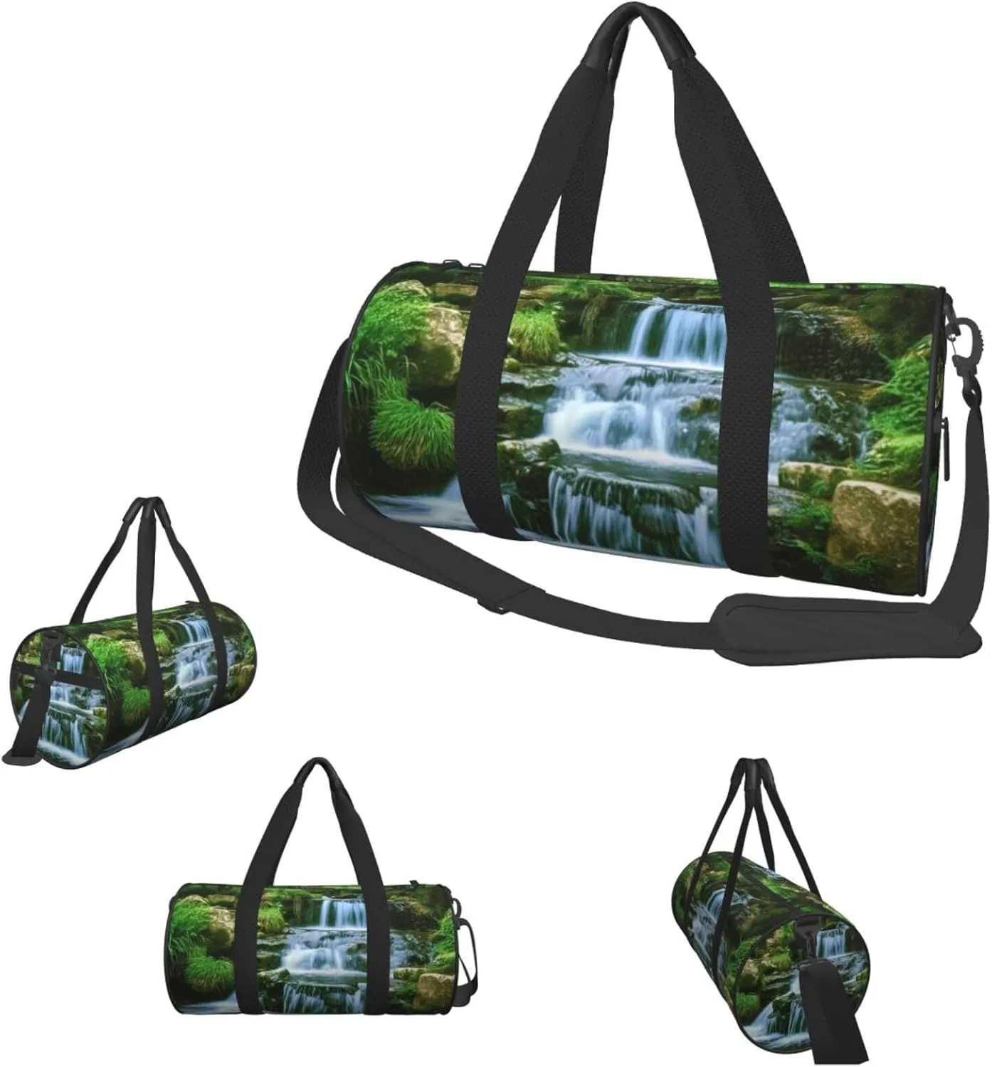 Travel Duffle Bag Weekender Bags for Men Women with Shoe Compartment Large Capacity Weekender Overnight Bag Waterfall Flowing Down Carry On Tote Bags Sport Gym Bag for Travel Yoga