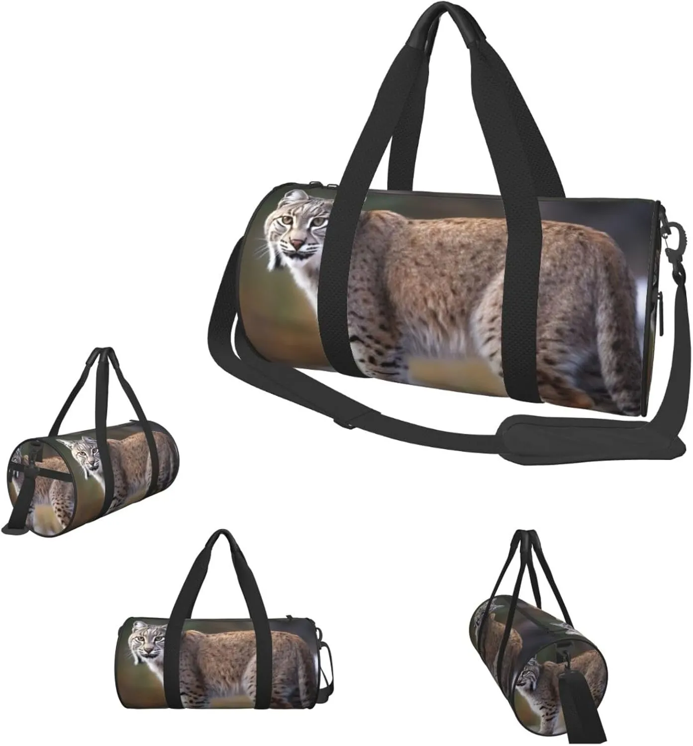 Travel Duffle Bag Weekender Bags For Men Women With Shoe Compartment Large Capacity Weekender Overnight Bag Wild Bobcat Carry On Tote Bags Sport Gym Bag For Travel Yoga