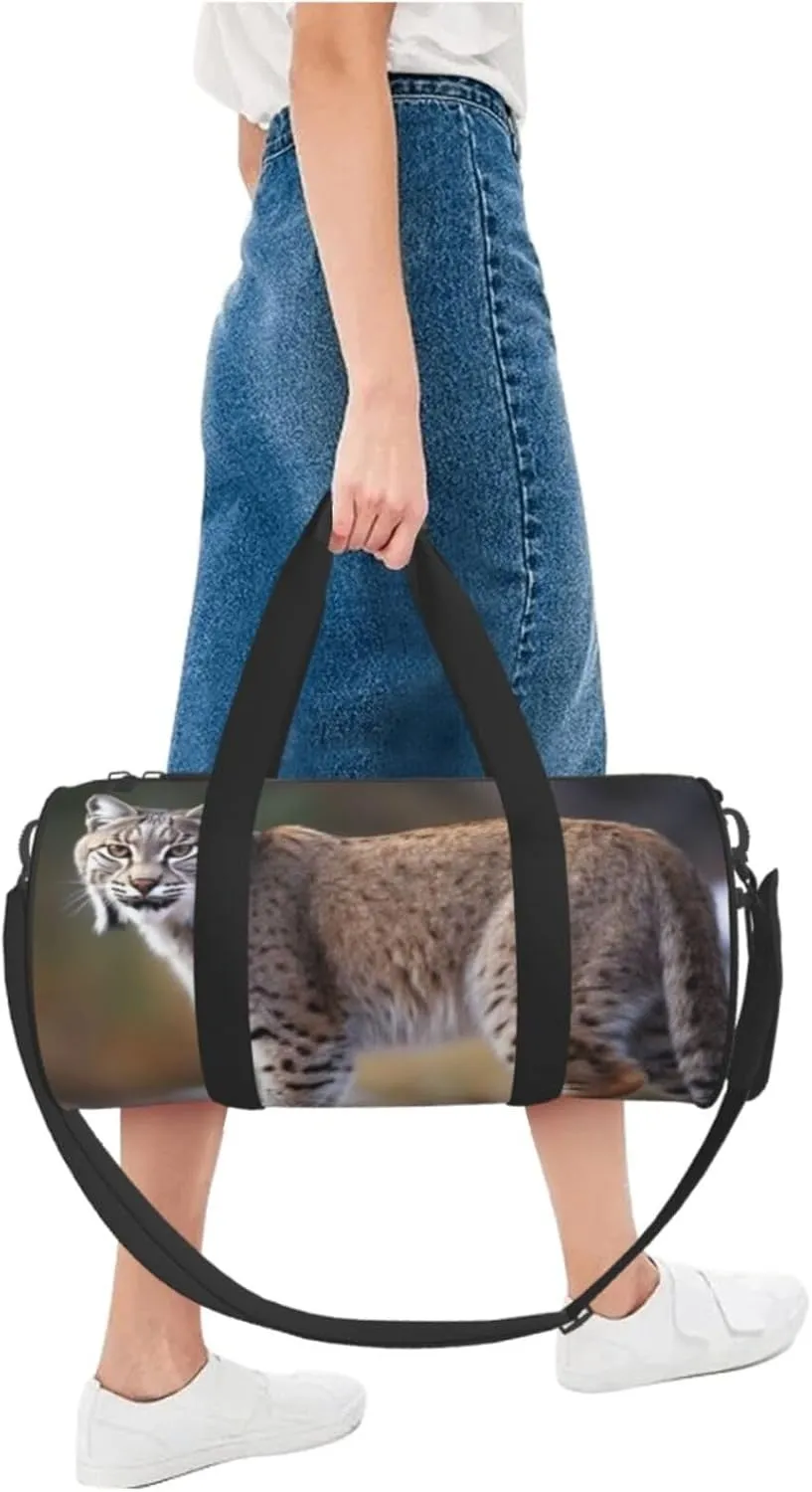 Travel Duffle Bag Weekender Bags For Men Women With Shoe Compartment Large Capacity Weekender Overnight Bag Wild Bobcat Carry On Tote Bags Sport Gym Bag For Travel Yoga