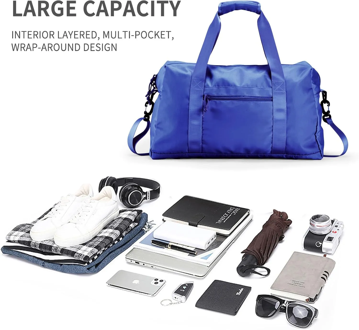 Travel Duffle Bag,Sport Gym Bag for Men And Women with Wet Pocket,Weekender Bag Carry On Tote Bags for Airplane