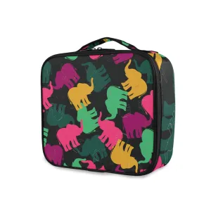 Travel Makeup Case, Cute Elephant Portable Makeup Bag Cosmetic Train Case Large Capacity Cosmetic Bag for Makeup Brushes