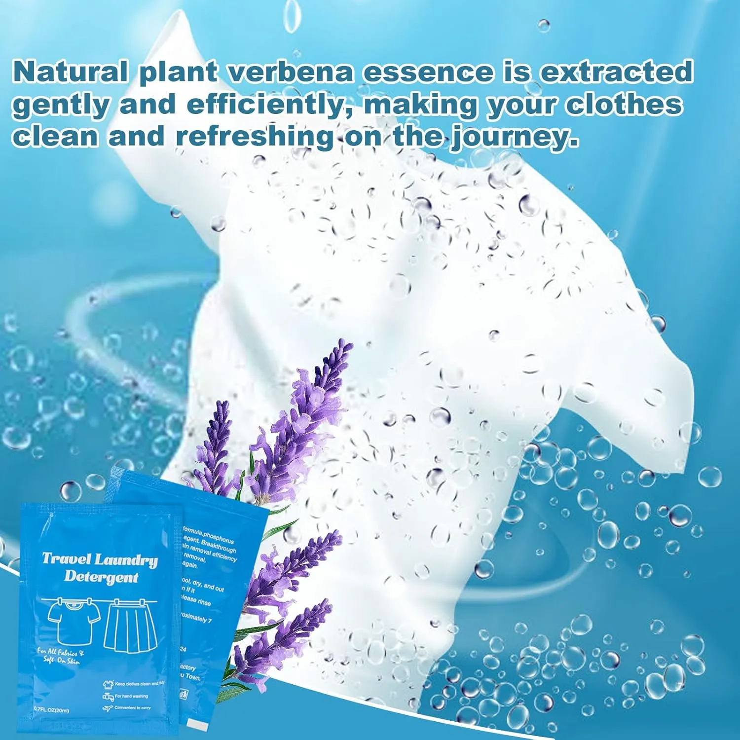 Travel Size Liquid Laundry Detergent 0.7floz/20ml per Bag, Travel Laundry Detergent for Hand Washing,Laundry Soap Travel Size Suitable for All Fabrics in the sink in Hotel,Air Bnb (100)