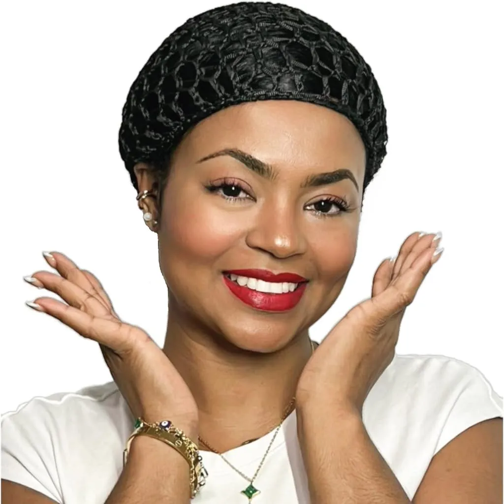 Tubi Mesh Crochet Hair Net Knit Snood Hat Thick Short Women Hairnet Wrap Doobie Snoods Cover Ornament for Sleeping Black