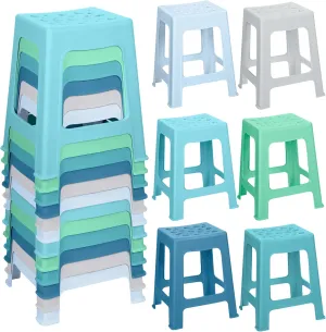 TURSTIN 12 Pack Plastic Stools 16.9 Inch Nesting Stools 6 Color Portable Backless Bar Stool Flexible Seating Chairs for Classroom Office Home