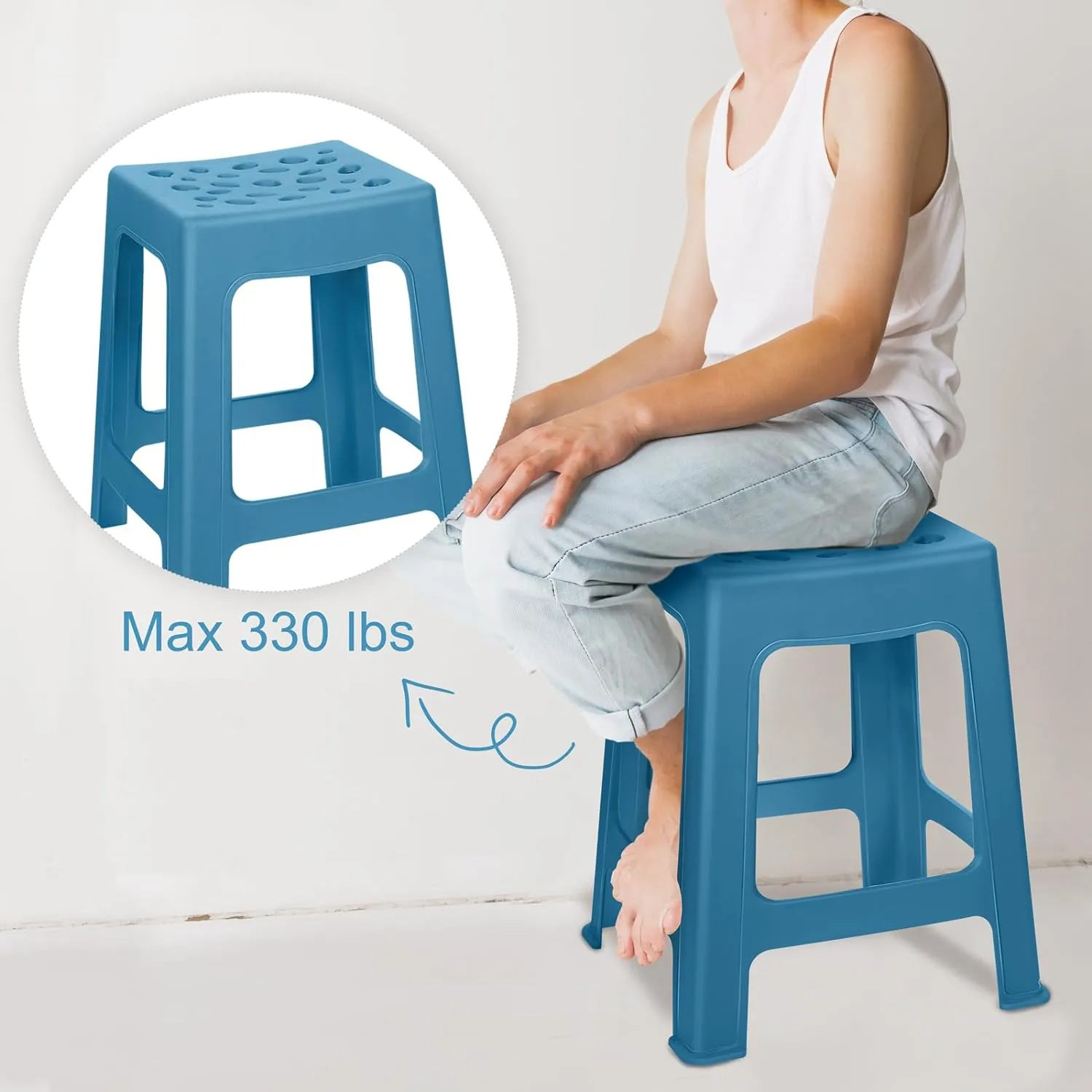 TURSTIN 12 Pack Plastic Stools 16.9 Inch Nesting Stools 6 Color Portable Backless Bar Stool Flexible Seating Chairs for Classroom Office Home