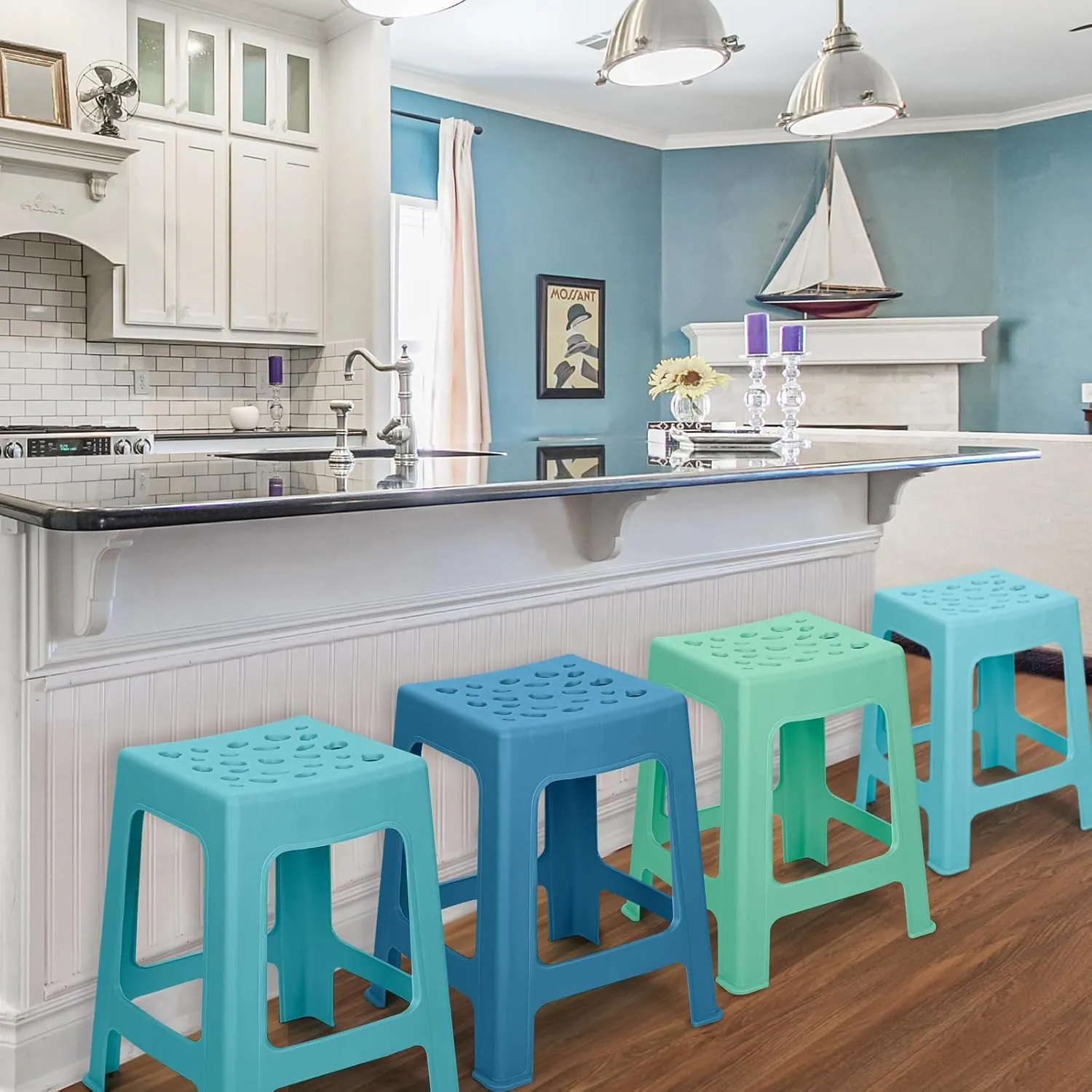 TURSTIN 12 Pack Plastic Stools 16.9 Inch Nesting Stools 6 Color Portable Backless Bar Stool Flexible Seating Chairs for Classroom Office Home