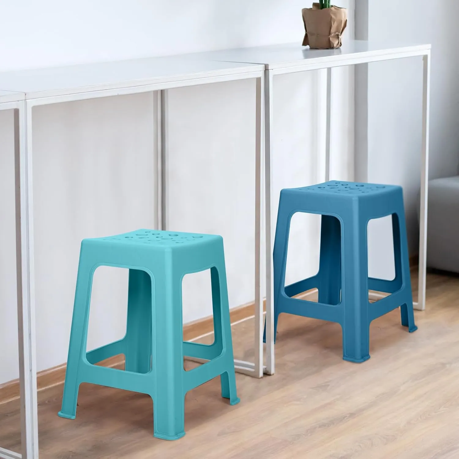 TURSTIN 12 Pack Plastic Stools 16.9 Inch Nesting Stools 6 Color Portable Backless Bar Stool Flexible Seating Chairs for Classroom Office Home