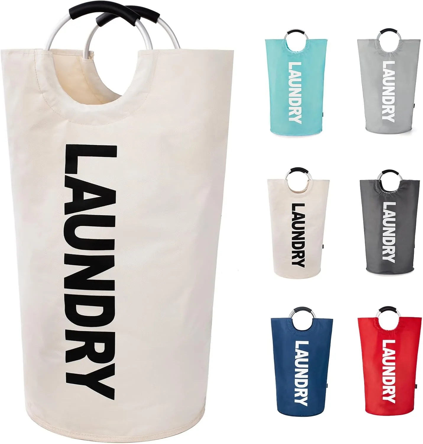 Twira 125L Pro XX-Large Laundry Baskets, Laundry Hamper Stands Up Well, Laundry Bag with Padded Handles, Waterproof Laundry Basket Collapsible, Clothes Hamper for College, Laundry, Bathroom (Beige)