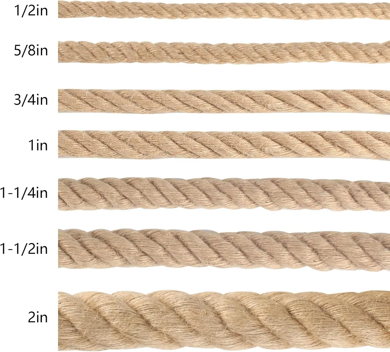 Twisted Manila Rope 3/4 in x 100 ft Natural Jute Ropes Thick Hemp Rope for Railing Docks Tug of War Decorating Crafts Nautical Landscaping Swing Hammock