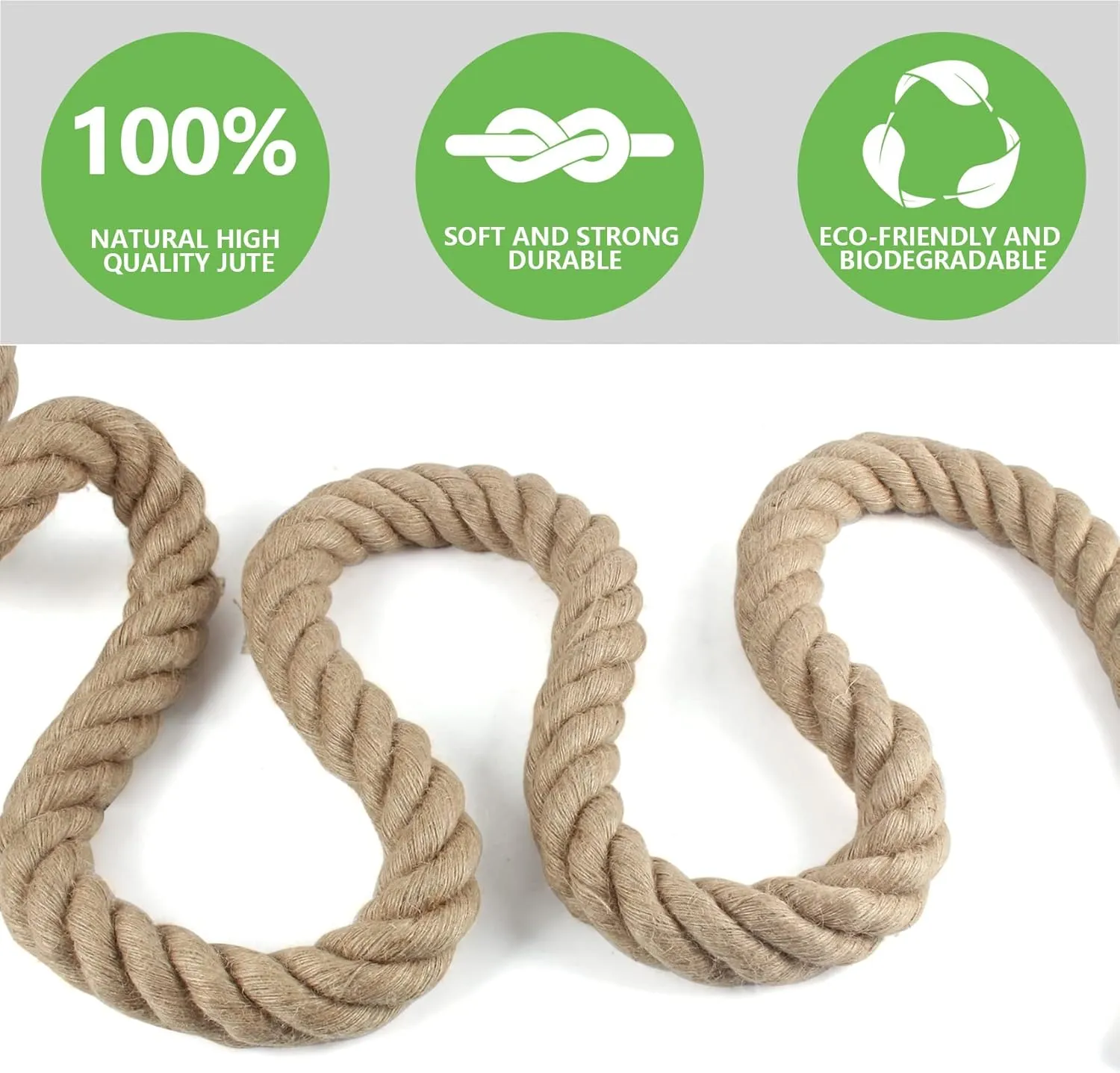Twisted Manila Rope 3/4 in x 100 ft Natural Jute Ropes Thick Hemp Rope for Railing Docks Tug of War Decorating Crafts Nautical Landscaping Swing Hammock