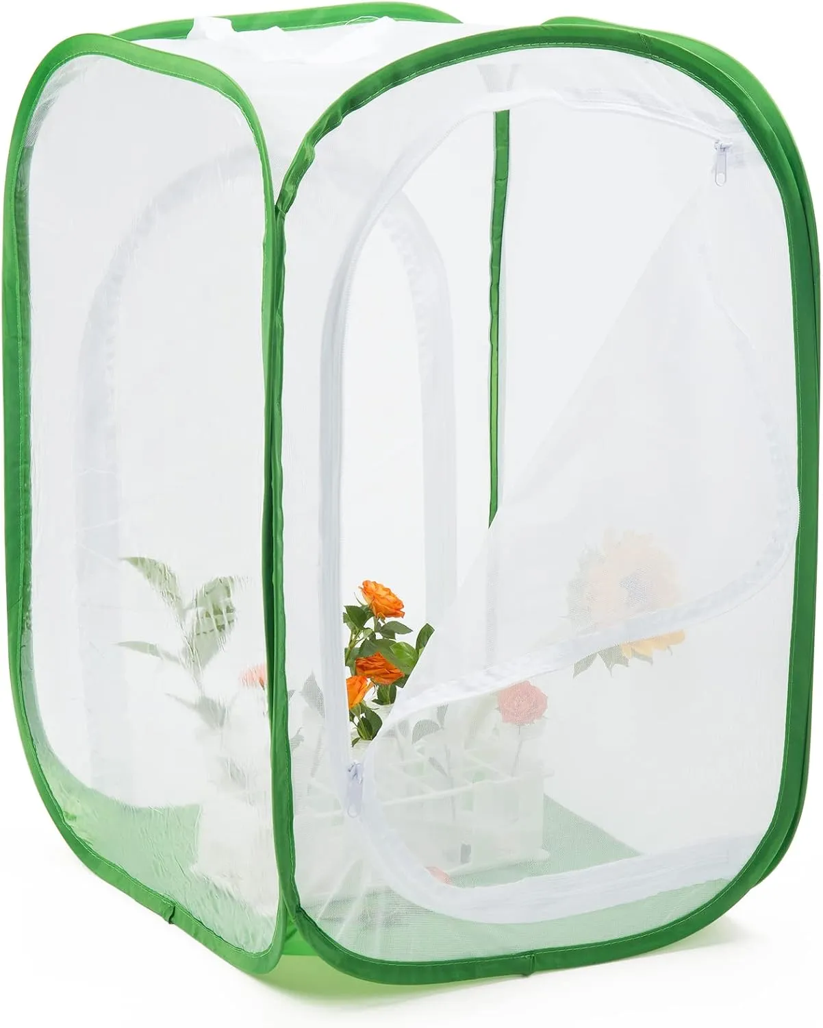 Two Doors Large Monarch Butterfly Habitat, Insect Mesh Cage, Caterpillar Enclosure Terrarium Pop-up (24 x 24 x 36 inches)