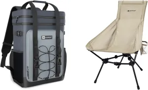 Ultralight Chair   Backpack Cooler, Leakproof Cooler Backpack & High Back Aluminum Widen Frame Structure Folding Chair