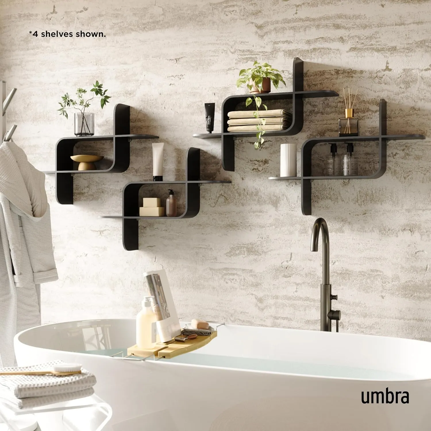 Umbra Wall Mounted Shelf, Vertical/Horizontal, 24.4 x 18.5 inches (62 x 47 cm), Black
