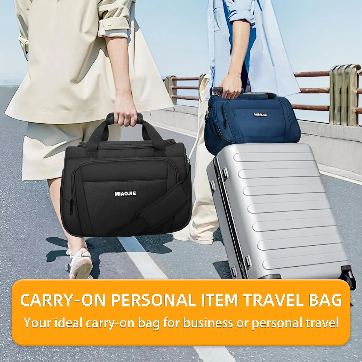 Underseat Carry On Luggage Lightweight Travel Tote Weekender Bag Overnight Duffle Bag for Travel, Travel Essentials Personal Item Travel Bag for Women and Men,Black-18Inch