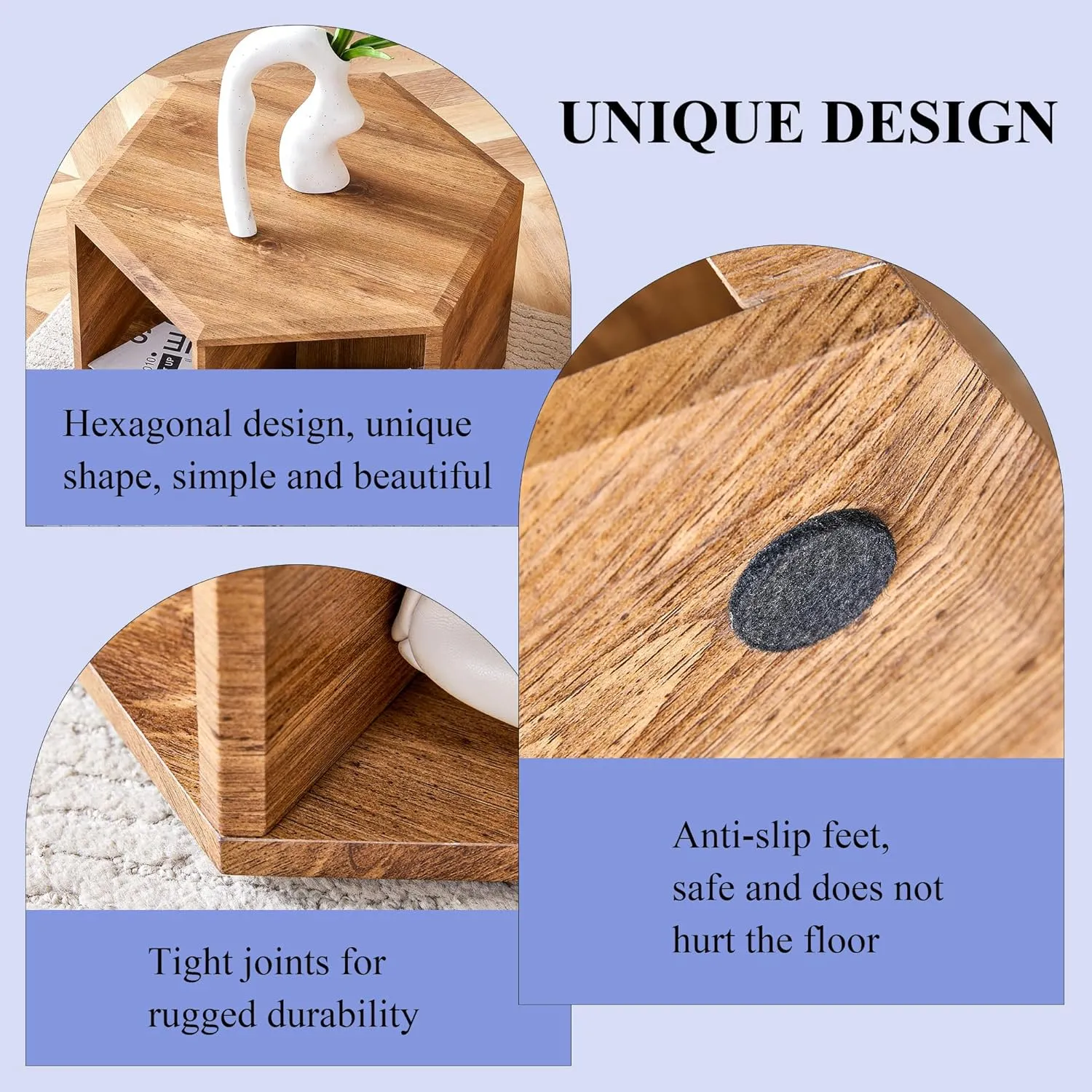 Unique Coffee Table for Home, Noguchi Coffee Table with Storage Space Characteristic Pattern Stickers Multi-Hole Simple and Convenient Design Natural Wood Desk for Living Roon (Wood 1  MDF)