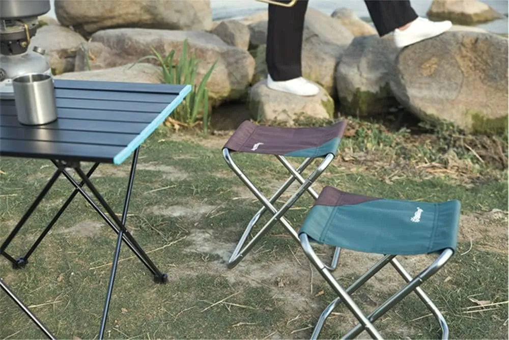 UNISTRENGH Folding Camping Stool Lightweight Portable Folding Camp Stools Ultralight for Outdoor BBQ Fishing Traveling Hiking Backpacking (Dark Coffee)