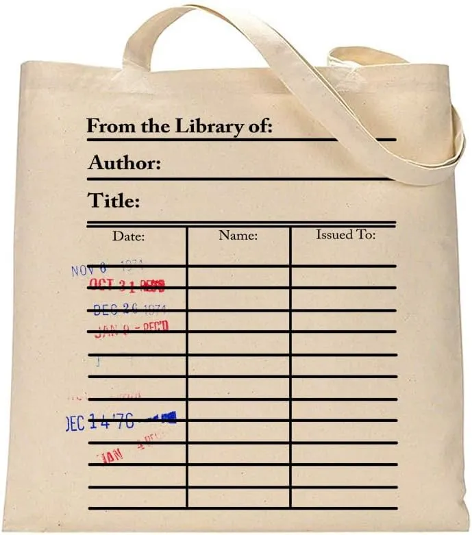 Universal Zone Library Card Tote. Card Holder With Day Due Stamps. Book Bag