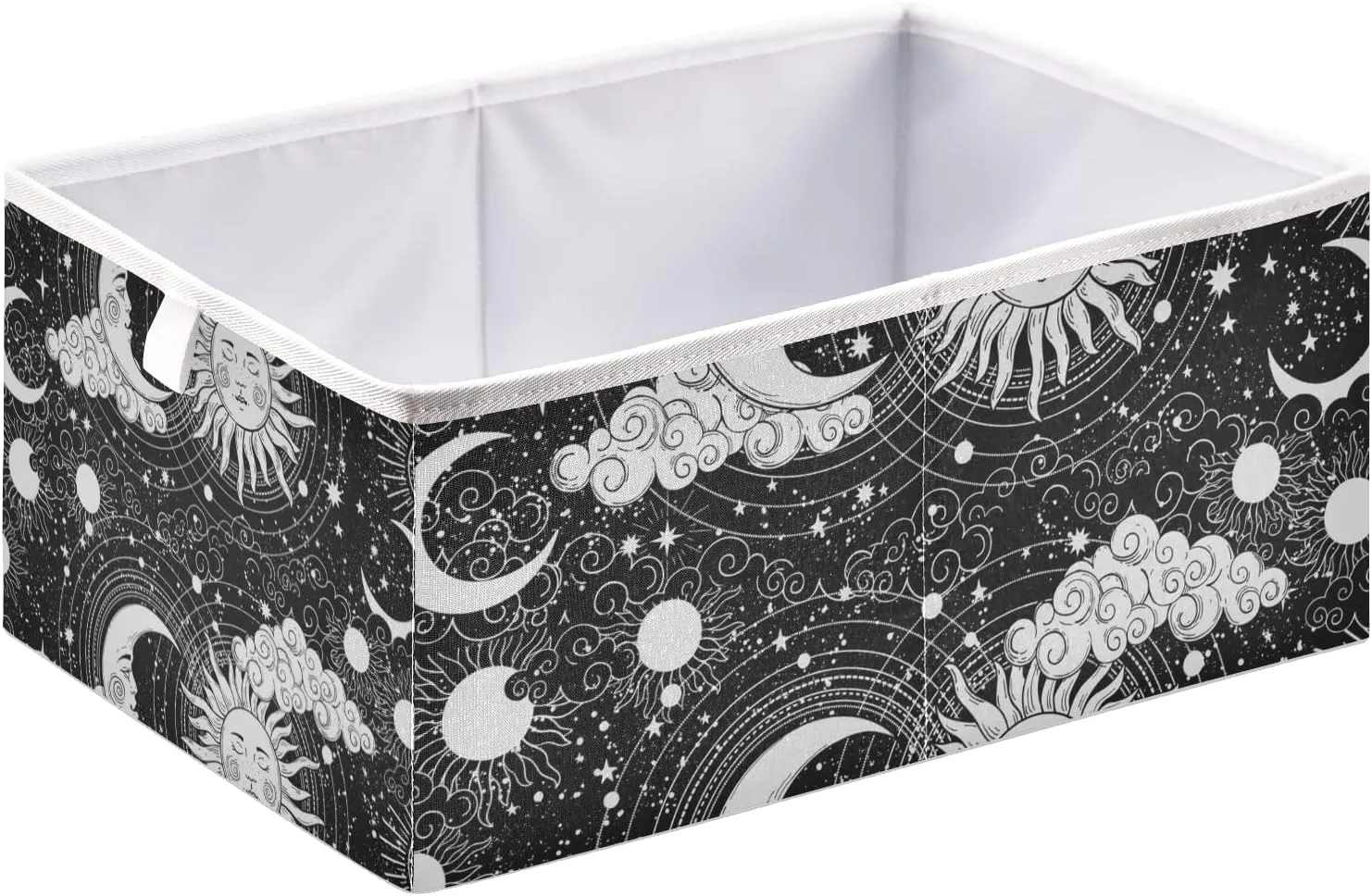 Universe, Crescent Moon and Sun with Moon Astrology Divination, Magic Rectangle Foldable Cube Storage Basket Collapsible Fabric with Handles Organizer Clothes for Home Bedroom 15.7 x 10.6 x 7 in