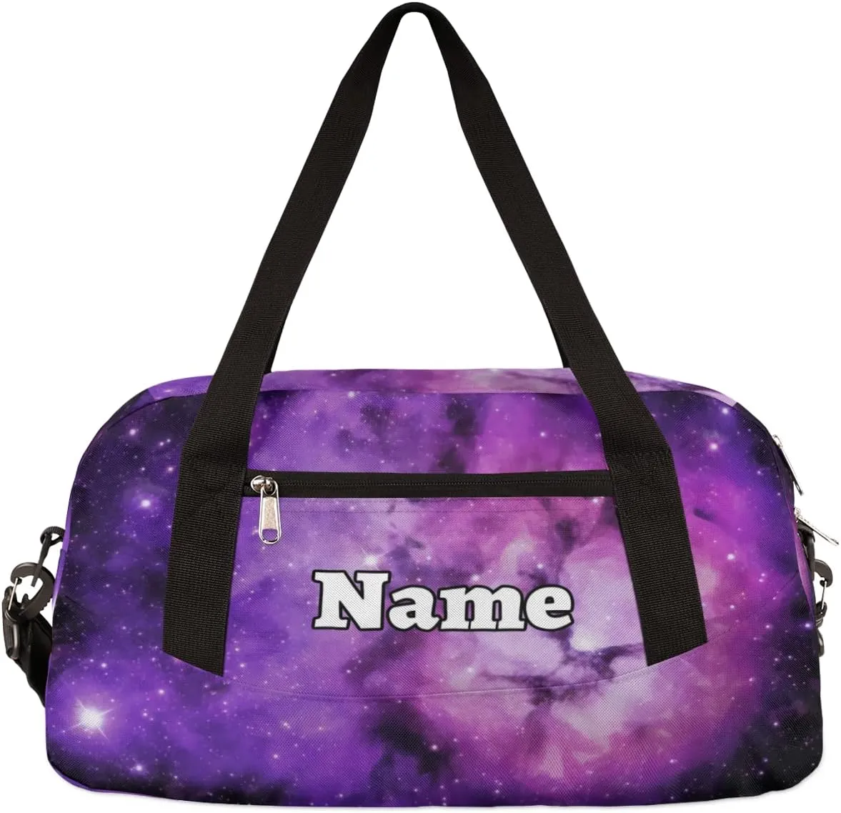 Universe Custom Name Kids Duffel Overnight Bag for Little Boys Girls Teen, Galaxy Nebula Tie Dye Pattern Personalized Small Gym Sport Duffel Bag, Customized Kids Gifts