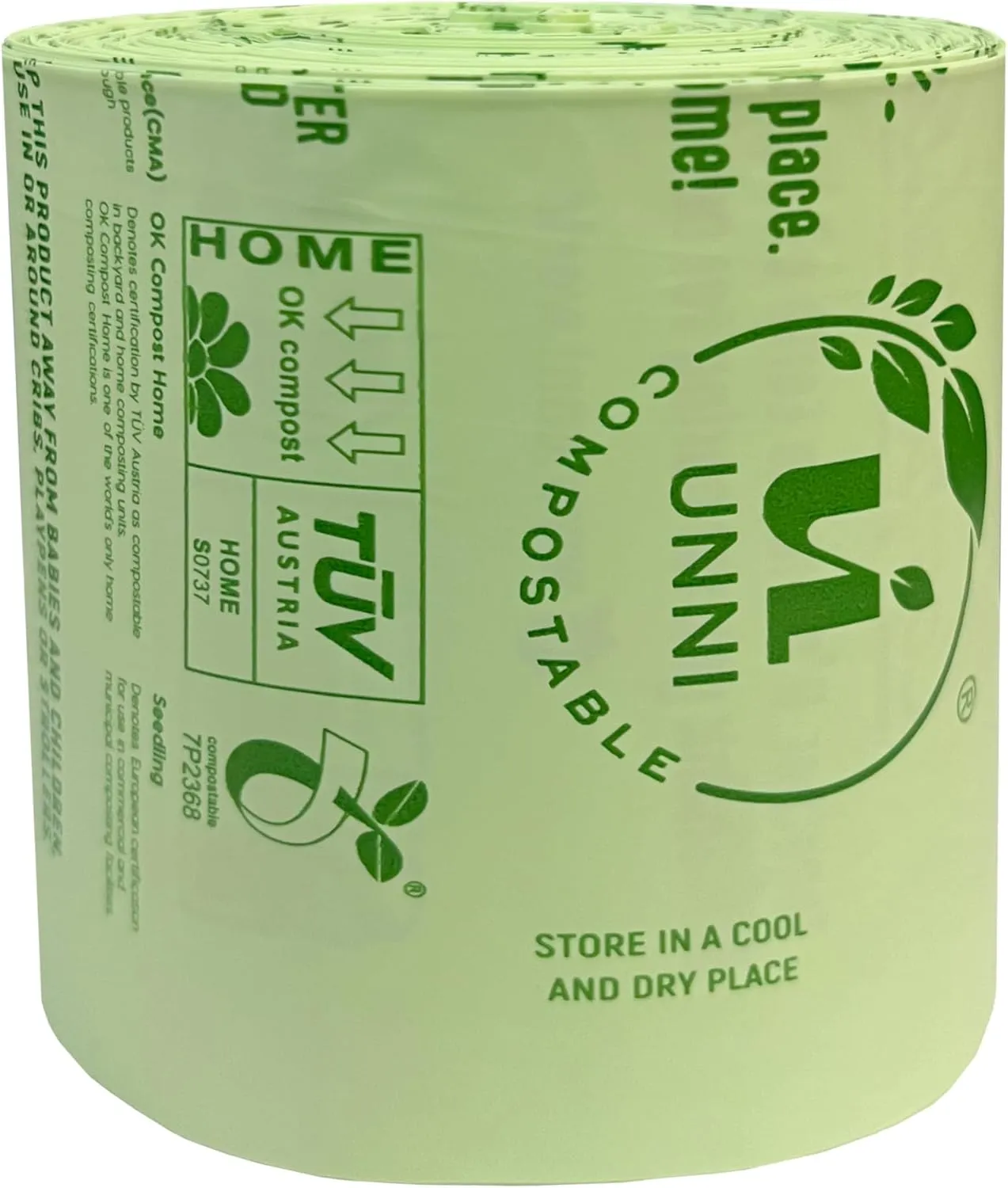 UNNI Compostable Liner Bags, 3 Gallon, 11.35 Liter, 200 Count, Extra Thick 0.71 Mil, Small Kitchen Food Scrap Waste Bags, ASTM D6400, US BPI, CMA and Europe OK compost HOME Certified, San Francisco