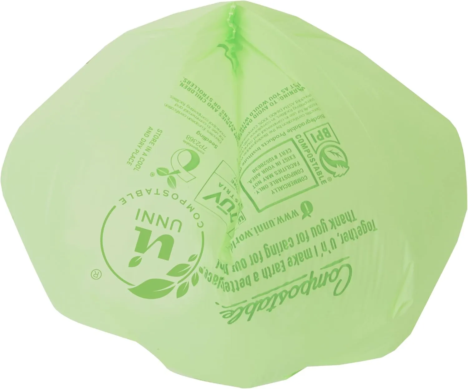 UNNI Compostable Liner Bags, 3 Gallon, 11.35 Liter, 200 Count, Extra Thick 0.71 Mil, Small Kitchen Food Scrap Waste Bags, ASTM D6400, US BPI, CMA and Europe OK compost HOME Certified, San Francisco