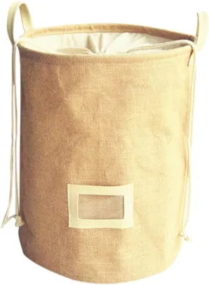 Unomor Folding Storage Bin Organizer for Clothing 33x33x42cm Jute Hamper Lid Space-saving Cotton Storage Box