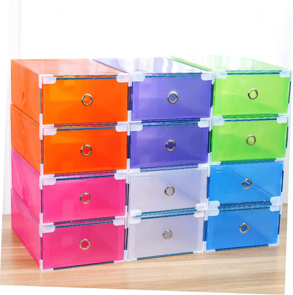 Unomor Shoe Box Storage Organizer 5 Pull-out Drawers Women's Shoes Storage White 31x20x11cm Semi