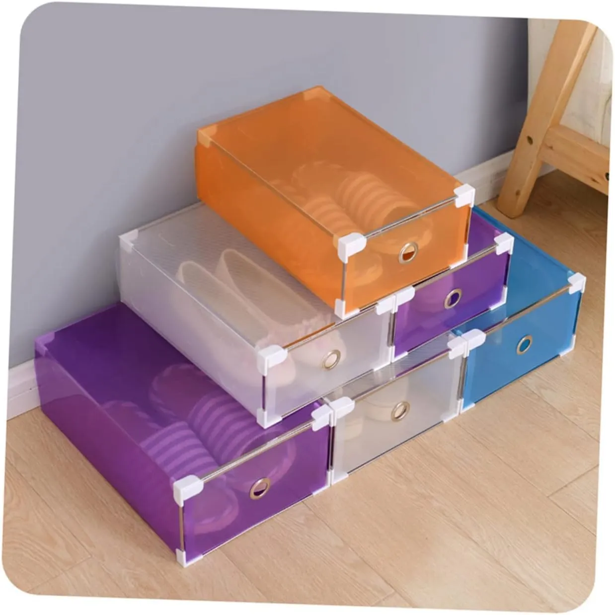 Unomor Shoe Box Storage Organizer 5 Pull-out Drawers Women's Shoes Storage White 31x20x11cm Semi