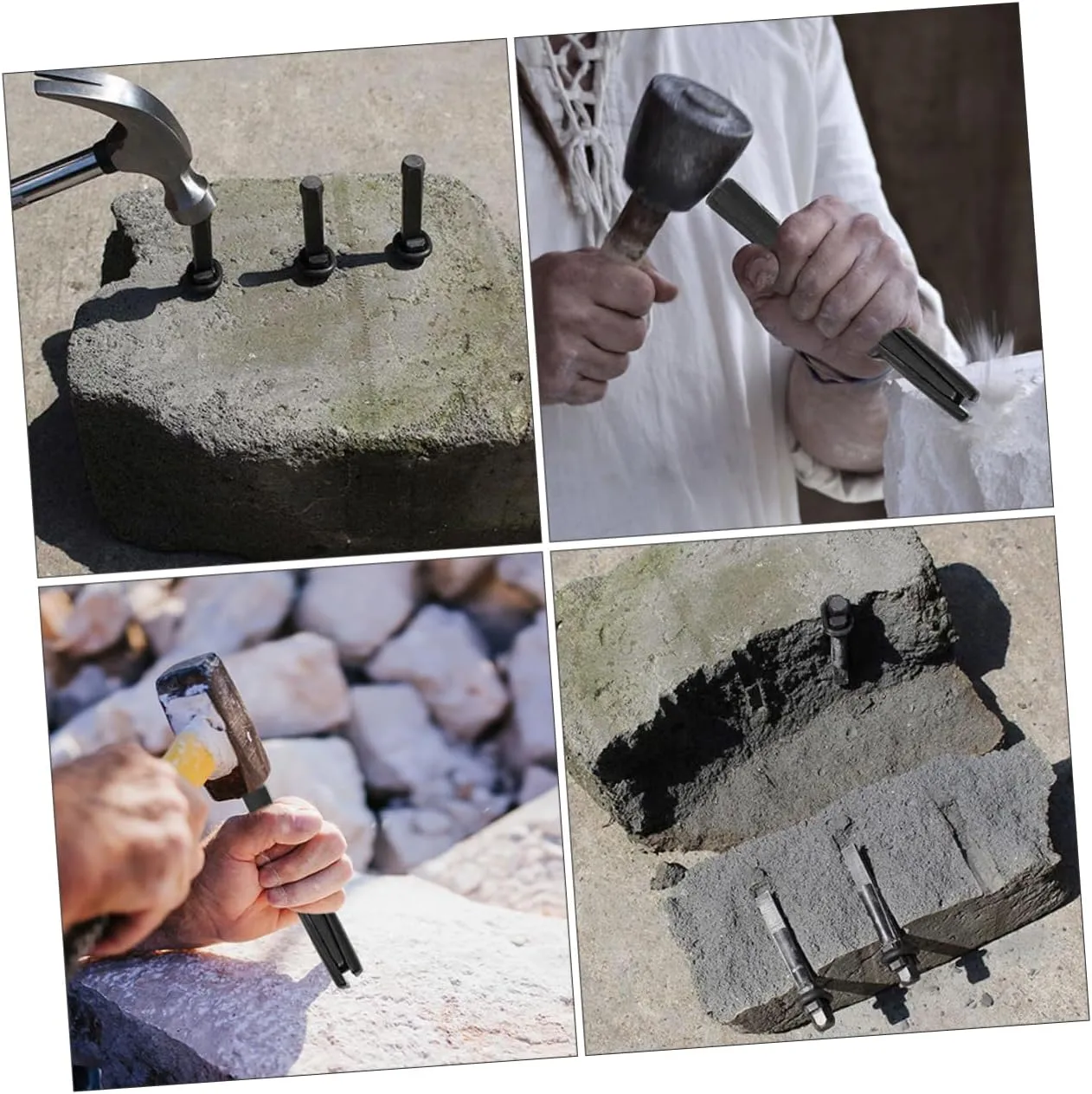 Uonlytech 2 Pcs Rock Splitting Wedge Stone Splitting Tool Stone Wedge Hand Tool High Strength Alloy Steel