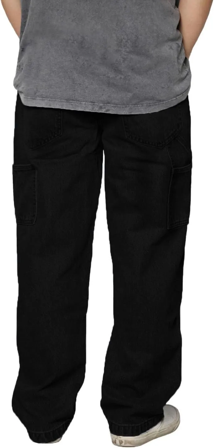 URBANJ Men's Baggy Jeans Loose Fit Wide Leg Denim Pants