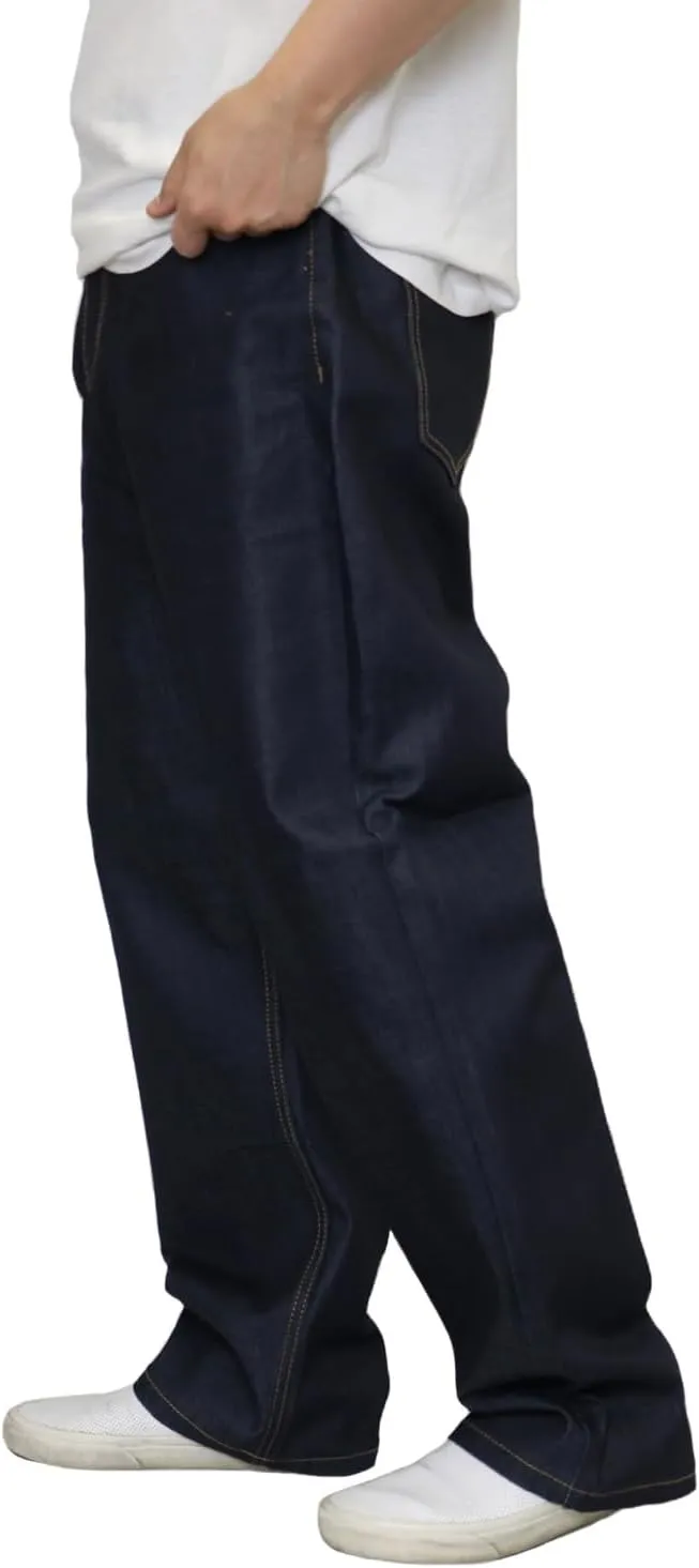 URBANJ Men's Baggy Jeans Loose Fit Wide Leg Denim Pants