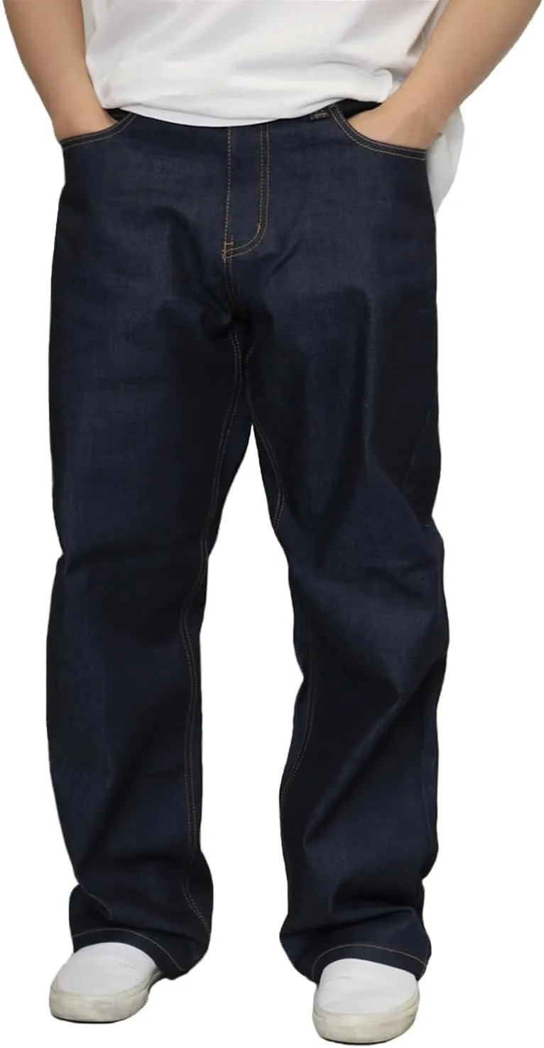 URBANJ Men's Baggy Jeans Loose Fit Wide Leg Denim Pants