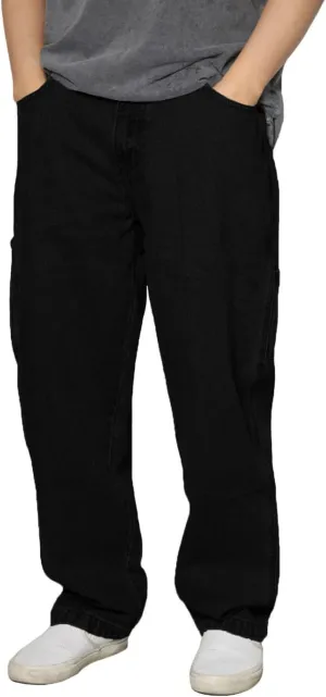 URBANJ Men's Baggy Jeans Loose Fit Wide Leg Denim Pants