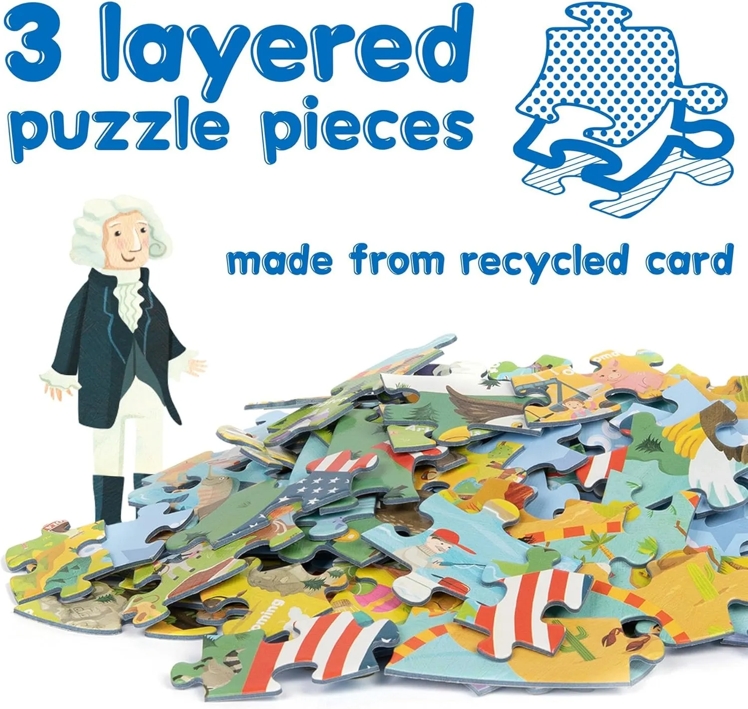 USA State Map Jigsaw Puzzles - 150 Piece Map of The USA Puzzle for Kids from 100% Recycled Card - Puzzle of USA Map for Kids Learning Resources - for Children Ages 5  by boppi