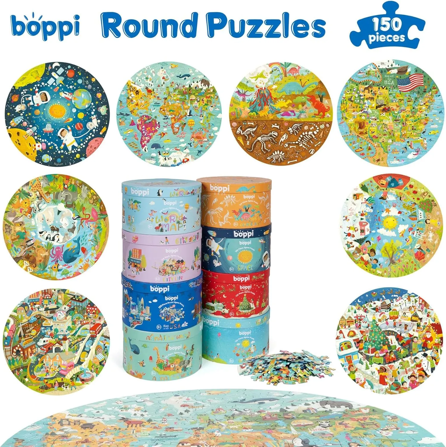 USA State Map Jigsaw Puzzles - 150 Piece Map of The USA Puzzle for Kids from 100% Recycled Card - Puzzle of USA Map for Kids Learning Resources - for Children Ages 5  by boppi